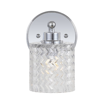 Spaulding Vintage Iron/Chevron Pattern Glass Farmhouse Cottage LED Vanity Light - JONATHAN Y